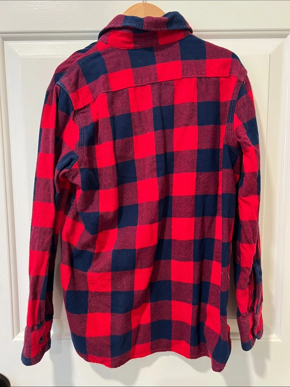 GAP Kids Classic Red and Navy Plaid Flannel Button-Down Shirt